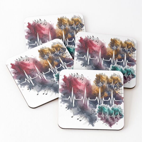 Item preview, Music Heartbeat Watercolor Hearts | Musical Notes EKG Love Art designed and sold by StyxIND.