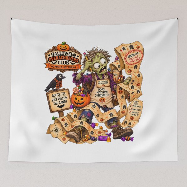Item preview, ⚡HALLOWEEN OVERACHIEVERS CLUB - Zac Zombie's Trick-or-Treat Route Planning designed and sold by WheelieGdArt.