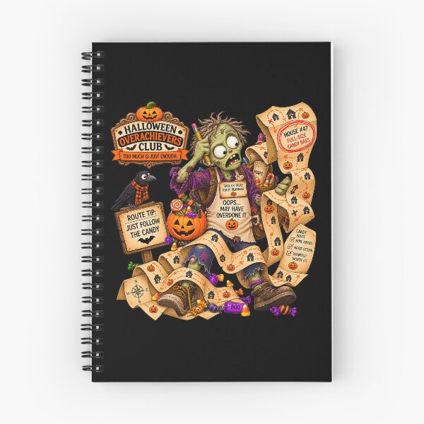 Item preview, ⚡HALLOWEEN OVERACHIEVERS CLUB -  Zac Zombie's Trick-or-Treat Route Planning - dark version designed and sold by WheelieGdArt.
