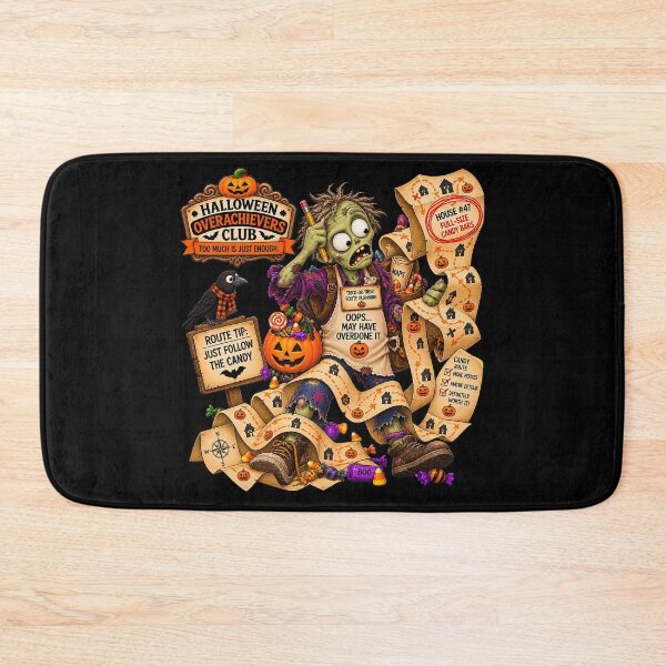 Item preview, ⚡HALLOWEEN OVERACHIEVERS CLUB -  Zac Zombie's Trick-or-Treat Route Planning - dark version designed and sold by WheelieGdArt.