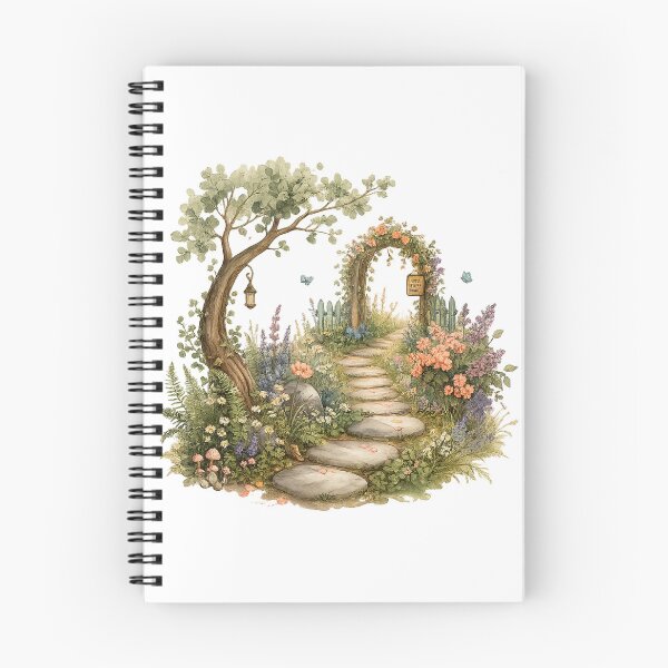 Item preview, Secret Garden Path Cottagecore Floral Archway Enchanted Woodland Art designed and sold by inkoutninja.