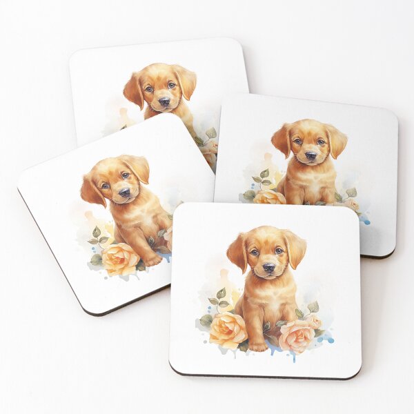 Item preview, Golden Rose Puppy | Elegant Floral Aesthetic Art designed and sold by Mandayartstudio.