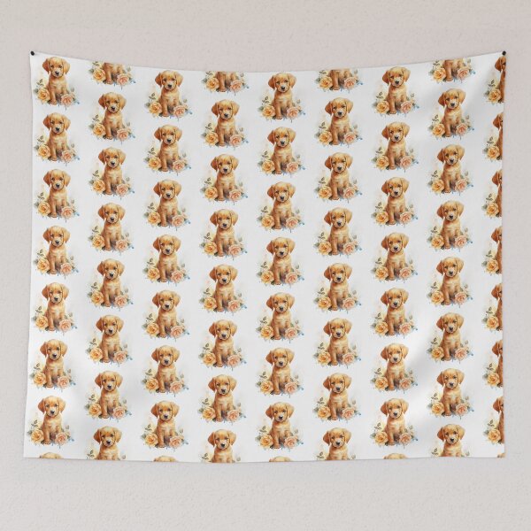 Item preview, Golden Rose Puppy | Elegant Floral Aesthetic Art designed and sold by Mandayartstudio.
