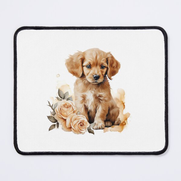 Item preview, Golden Rose Puppy | Elegant Floral Aesthetic Art designed and sold by Mandayartstudio.