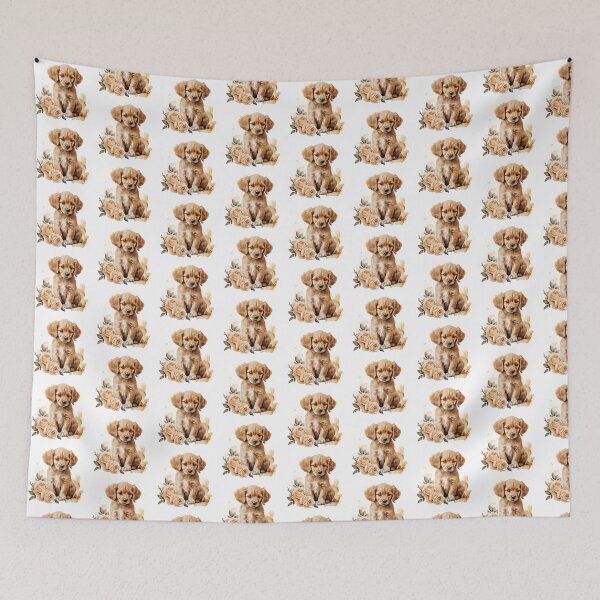 Item preview, Golden Rose Puppy | Elegant Floral Aesthetic Art designed and sold by Mandayartstudio.
