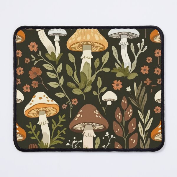 Item preview, Warm Autumn Mushroom Meadow Botanical Floral Pattern designed and sold by FestivityFinds.
