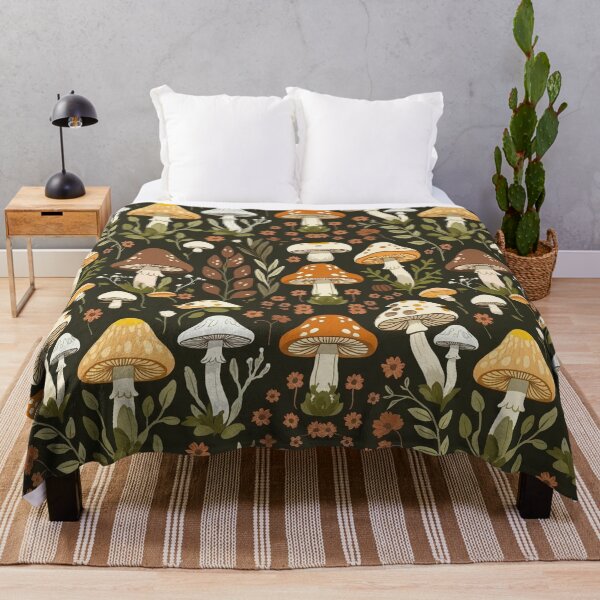 Item preview, Warm Autumn Mushroom Meadow Botanical Floral Pattern designed and sold by FestivityFinds.