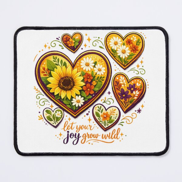Item preview, Let Your Joy Grow Wild Sunflower Floral Hearts Retro Garden Art Design designed and sold by inkoutninja.