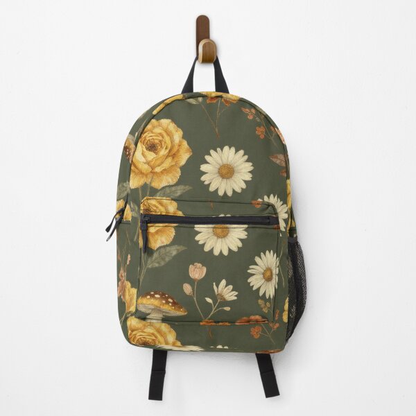 Item preview, Vintage Olive Green Floral Mushroom Seamless Pattern designed and sold by FestivityFinds.
