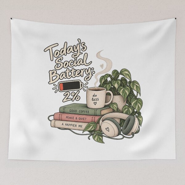 Item preview, Today’s Social Battery: 2 Percent Funny Introvert Design designed and sold by ABprintstudio.