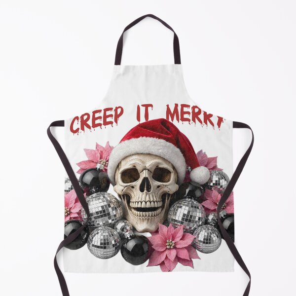 Item preview, Creep It Merry - Creepy Christmas Skull with Santa Hat & Disco Ornaments designed and sold by CraftyValley.