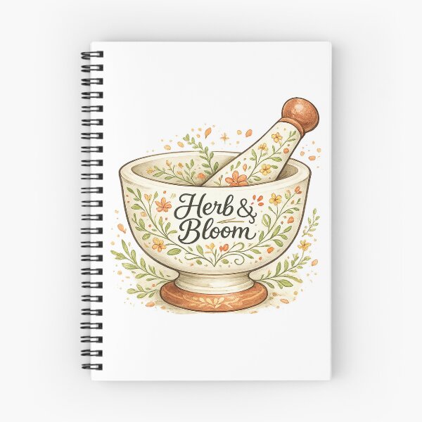 Item preview, Herb and Bloom Floral Mortar Pestle Cottagecore Botanical Art Design designed and sold by inkoutninja.