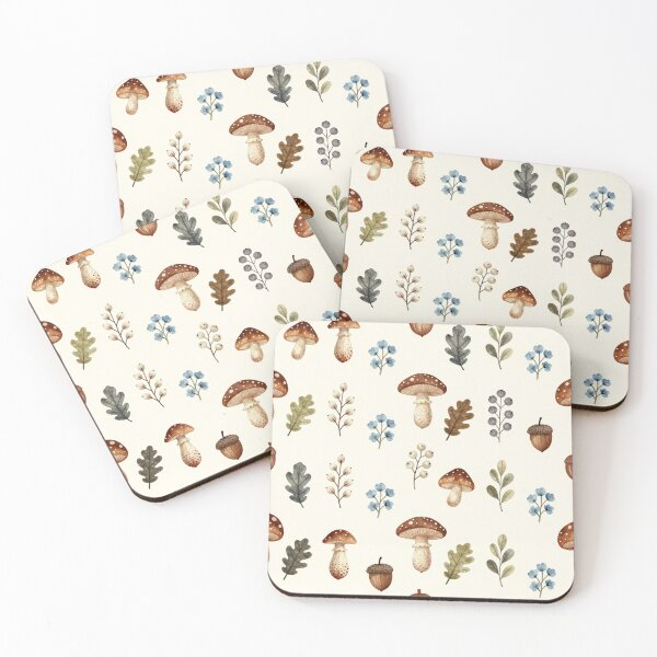 Item preview, Watercolor Forest Mushroom Oak Leaf Pattern designed and sold by FestivityFinds.