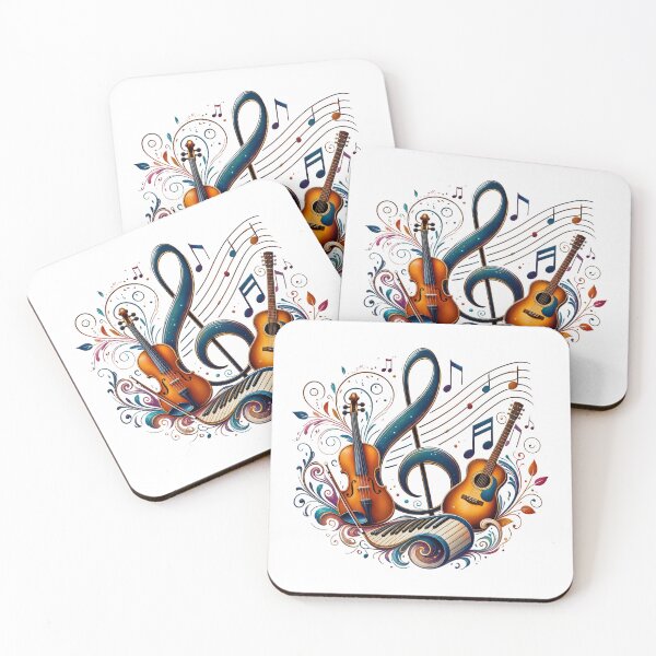Item preview, Floral Treble Clef Violin Guitar Piano Music | Elegant Musical Instruments Art designed and sold by StyxIND.