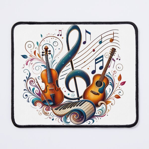 Item preview, Floral Treble Clef Violin Guitar Piano Music | Elegant Musical Instruments Art designed and sold by StyxIND.