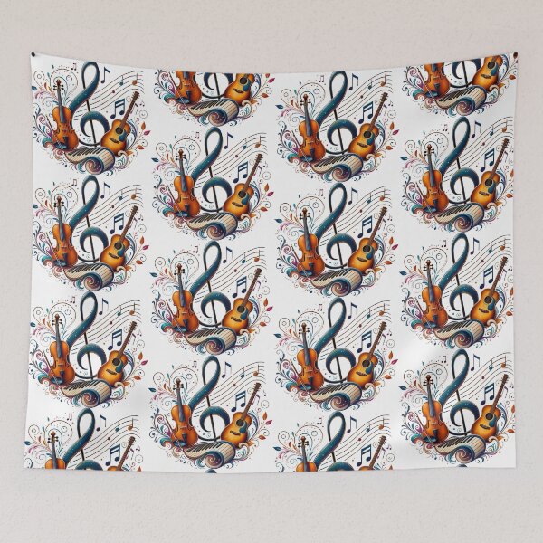 Item preview, Floral Treble Clef Violin Guitar Piano Music | Elegant Musical Instruments Art designed and sold by StyxIND.