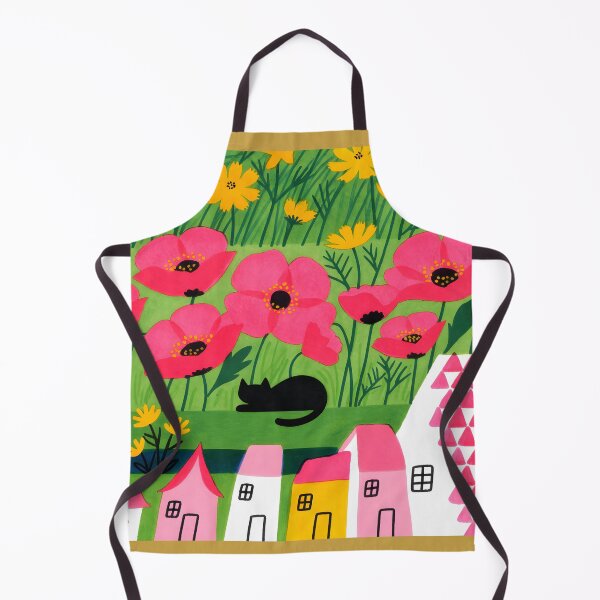 Item preview, Whimsical Flower Village with Black Cat designed and sold by KiraChie.