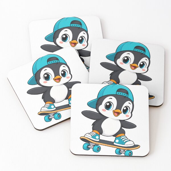 Item preview, Skater Penguin | Cute Baby Penguin Skateboarding Sticker & T-Shirt designed and sold by : CraftyVibes.