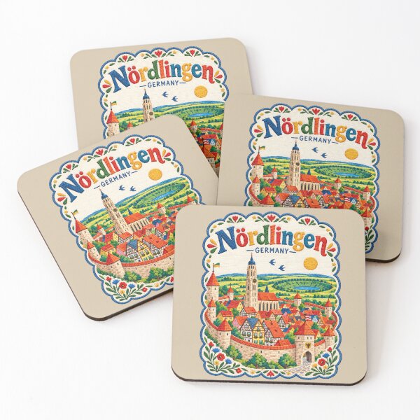 Item preview, Nördlingen Germany Embroidered Travel Art Stitched Folk Illustration designed and sold by Witsprings.
