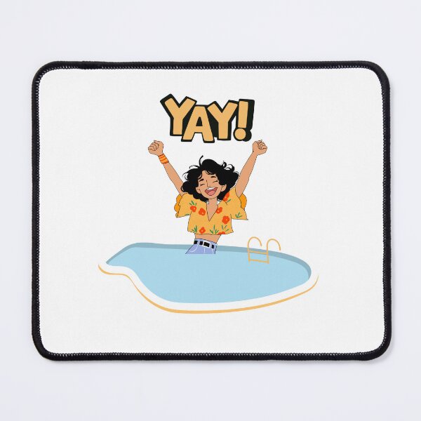 Item preview, YAY! Happy Girl in Pool – Summer Vibes Floral Illustration designed and sold by Poorniadhi.