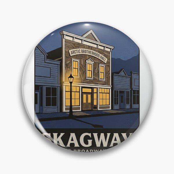 Item preview, Skagway Broadway Street Blue Hour Alaska Sticker designed and sold by DetourDgn.