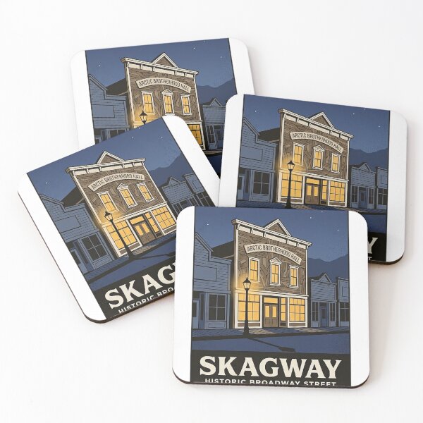 Item preview, Skagway Broadway Street Blue Hour Alaska Sticker designed and sold by DetourDgn.