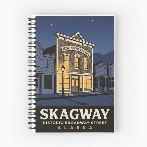Item preview, Skagway Broadway Street Blue Hour Alaska Sticker designed and sold by DetourDgn.