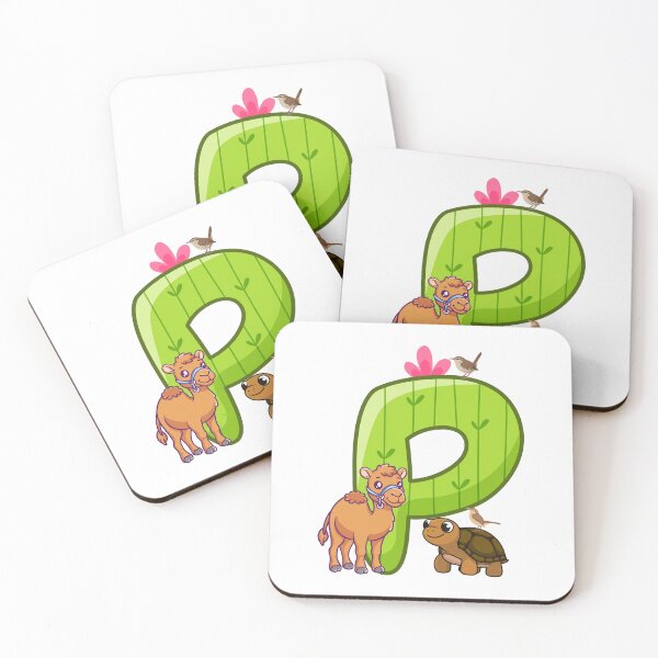 Item preview, Cute Cactus Letter P with Camel and Turtle Friends designed and sold by Mazza-mazza.