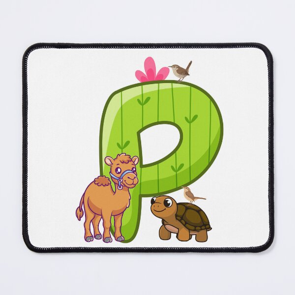Item preview, Cute Cactus Letter P with Camel and Turtle Friends designed and sold by Mazza-mazza.