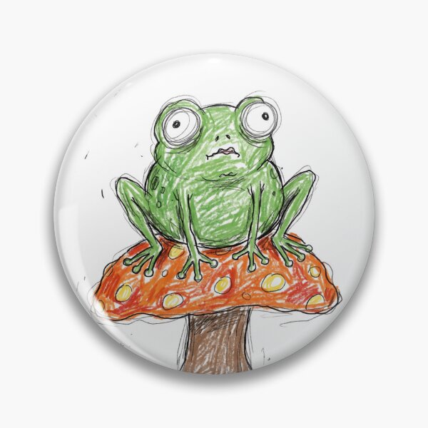 Item preview, Clumsy Goofy Frog On Mushroom Imperfect Crayon Doodle designed and sold by Anno Meister.