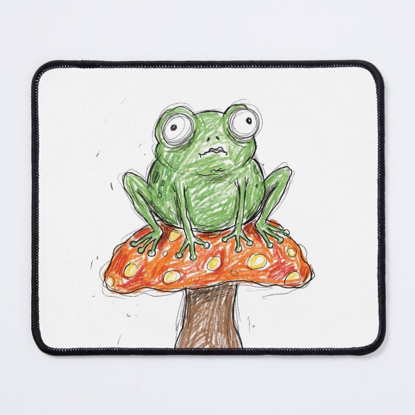 Item preview, Clumsy Goofy Frog On Mushroom Imperfect Crayon Doodle designed and sold by Anno Meister.