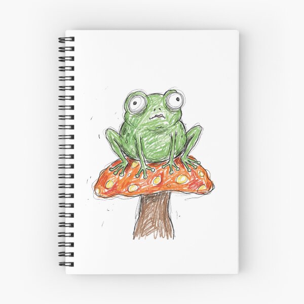 Item preview, Clumsy Goofy Frog On Mushroom Imperfect Crayon Doodle designed and sold by Anno Meister.