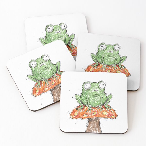 Item preview, Clumsy Goofy Frog On Mushroom Imperfect Crayon Doodle designed and sold by Anno Meister.