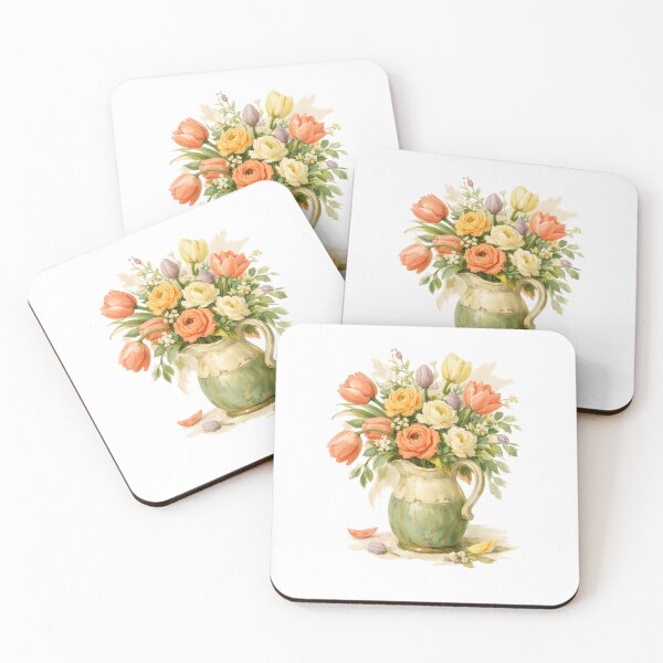 Item preview, Spring Tulip Ranunculus Bouquet Watercolor Cottagecore Floral Art Design designed and sold by inkoutninja.