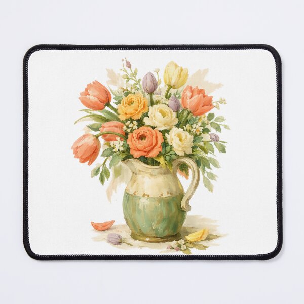 Item preview, Spring Tulip Ranunculus Bouquet Watercolor Cottagecore Floral Art Design designed and sold by inkoutninja.