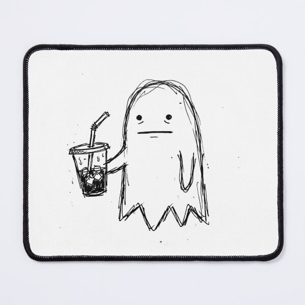 Item preview, Deadpan Ghost Holding Iced Coffee Minimalist Doodle designed and sold by Anno Meister.