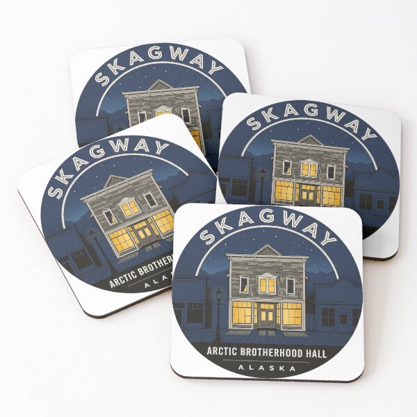 Item preview, Skagway Night Lights Arctic Brotherhood Hall Sticker designed and sold by DetourDgn.