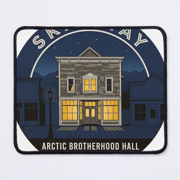 Item preview, Skagway Night Lights Arctic Brotherhood Hall Sticker designed and sold by DetourDgn.