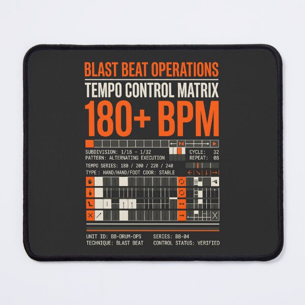 Item preview, Blast Beat Tempo Control Matrix Metal Drummer Graphic designed and sold by SplashTastic.