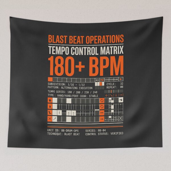 Item preview, Blast Beat Tempo Control Matrix Metal Drummer Graphic designed and sold by SplashTastic.