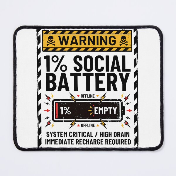 Item preview, One Percent Social Battery Industrial Warning Label designed and sold by Anno Meister.