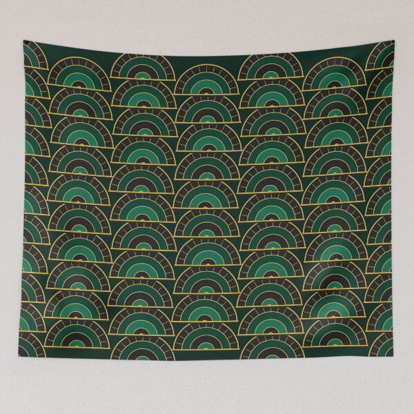 Item preview, Emerald Deco Fan Lattice 1920s Art Deco Geometric Pattern designed and sold by KungPowUnicorn.
