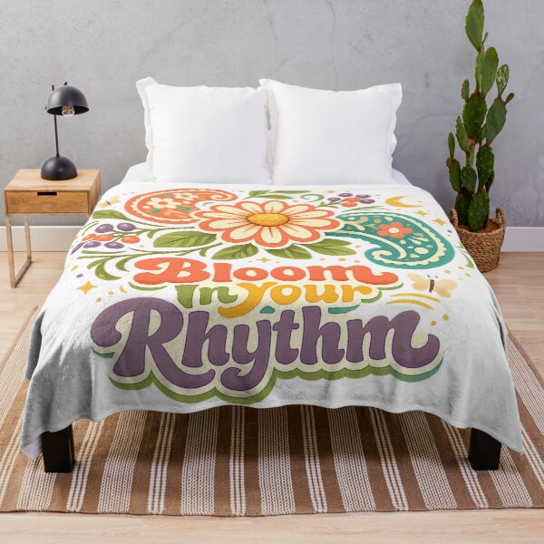 Item preview, Bloom In Your Rhythm Retro Floral Paisley Daisy Boho Art Design designed and sold by inkoutninja.