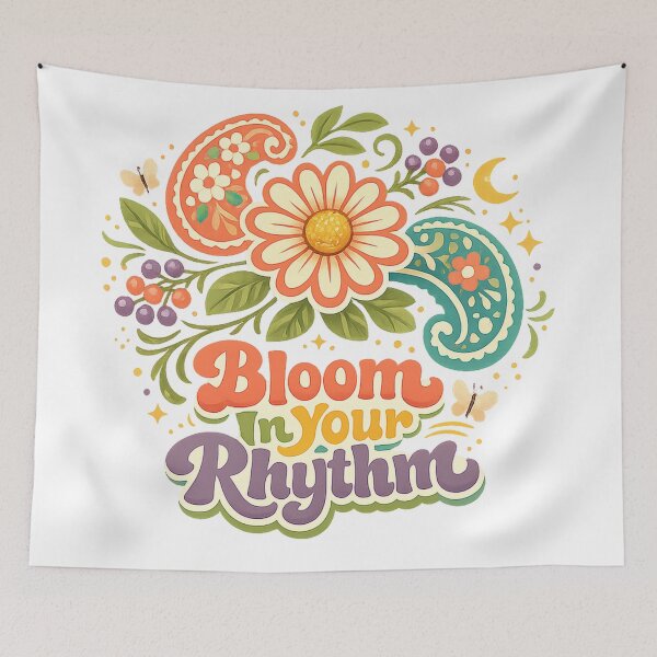 Item preview, Bloom In Your Rhythm Retro Floral Paisley Daisy Boho Art Design designed and sold by inkoutninja.