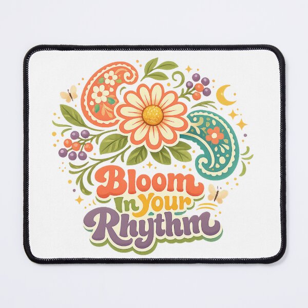 Item preview, Bloom In Your Rhythm Retro Floral Paisley Daisy Boho Art Design designed and sold by inkoutninja.