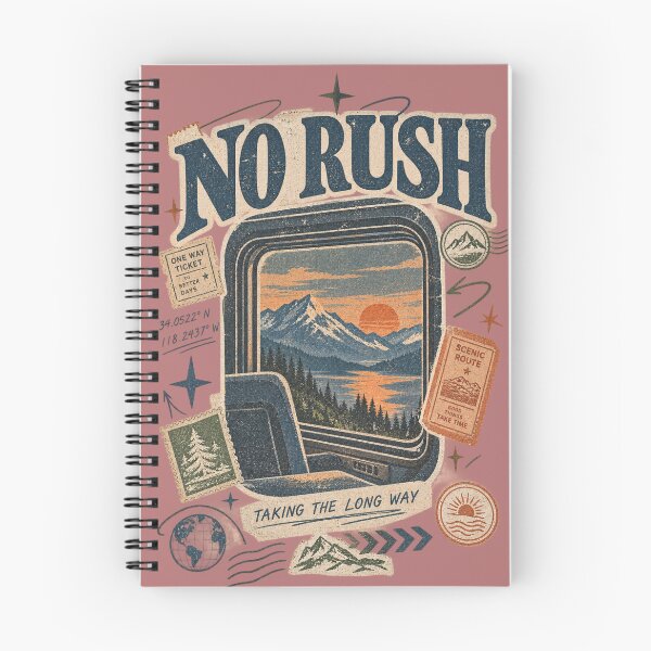 Item preview, No Rush Vintage Travel Train Window Mountain Sunset Design designed and sold by Slay29.