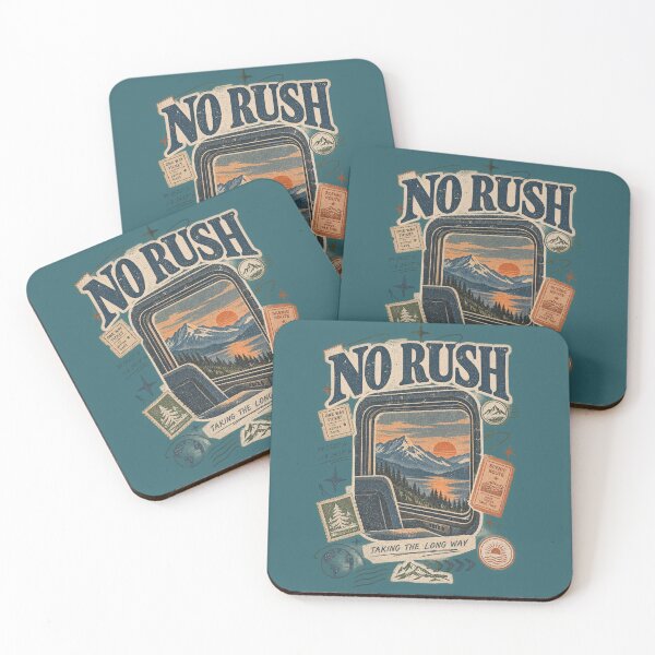 Item preview, No Rush Vintage Travel Train Window Mountain Sunset Design designed and sold by Slay29.