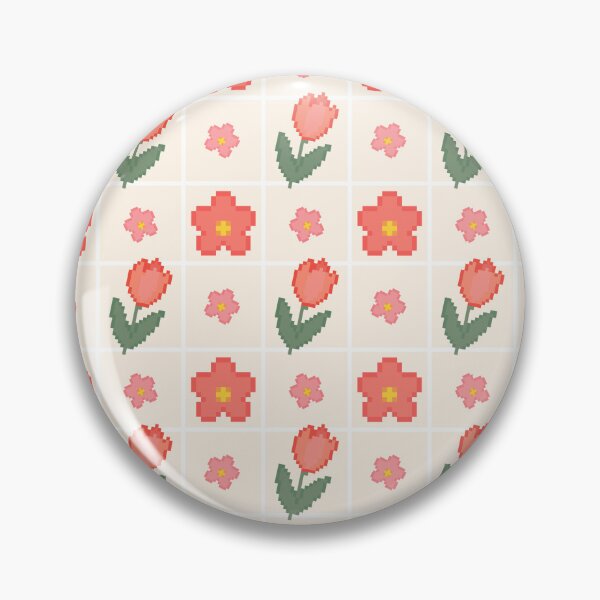 Item preview, Pixel Art Floral Seamless Pattern with Red Flowers and Tulips designed and sold by BengBenz.