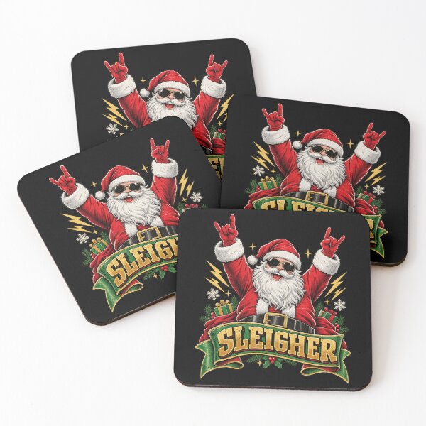Item preview, Sleigher Cool Rocker Santa Claus Heavy Metal Christmas Design designed and sold by voidlab01.