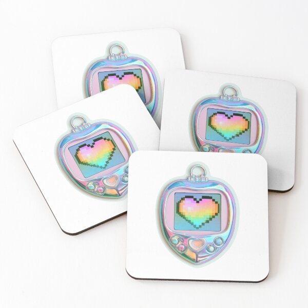 Item preview, Holographic Virtual Pet Pixel Heart 90s Y2K Toy designed and sold by NicolasGlowArt.